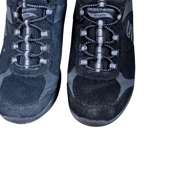 Skechers ArchFit Size 7.5 Comfortable Casual Slip On Elastic Lace Black - Picture 7 of 12